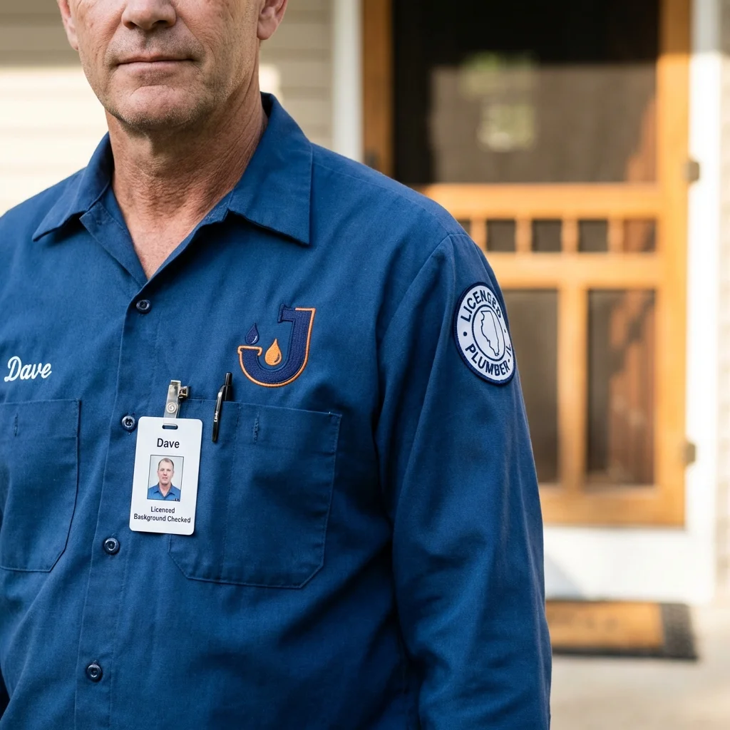 Licensed plumber showing ID badge in New Freedom, PA