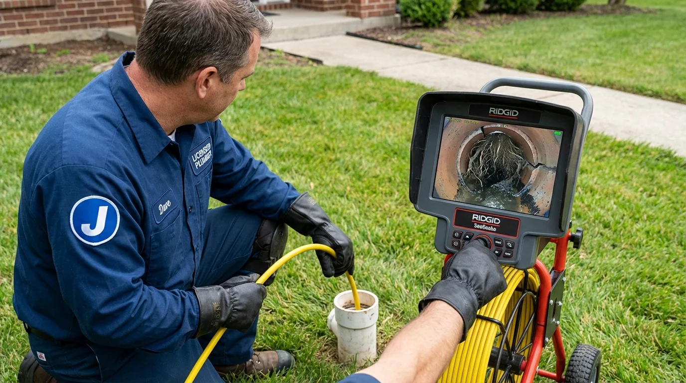 Sewer camera inspection being performed by Johns Plumbing LLC in New Freedom